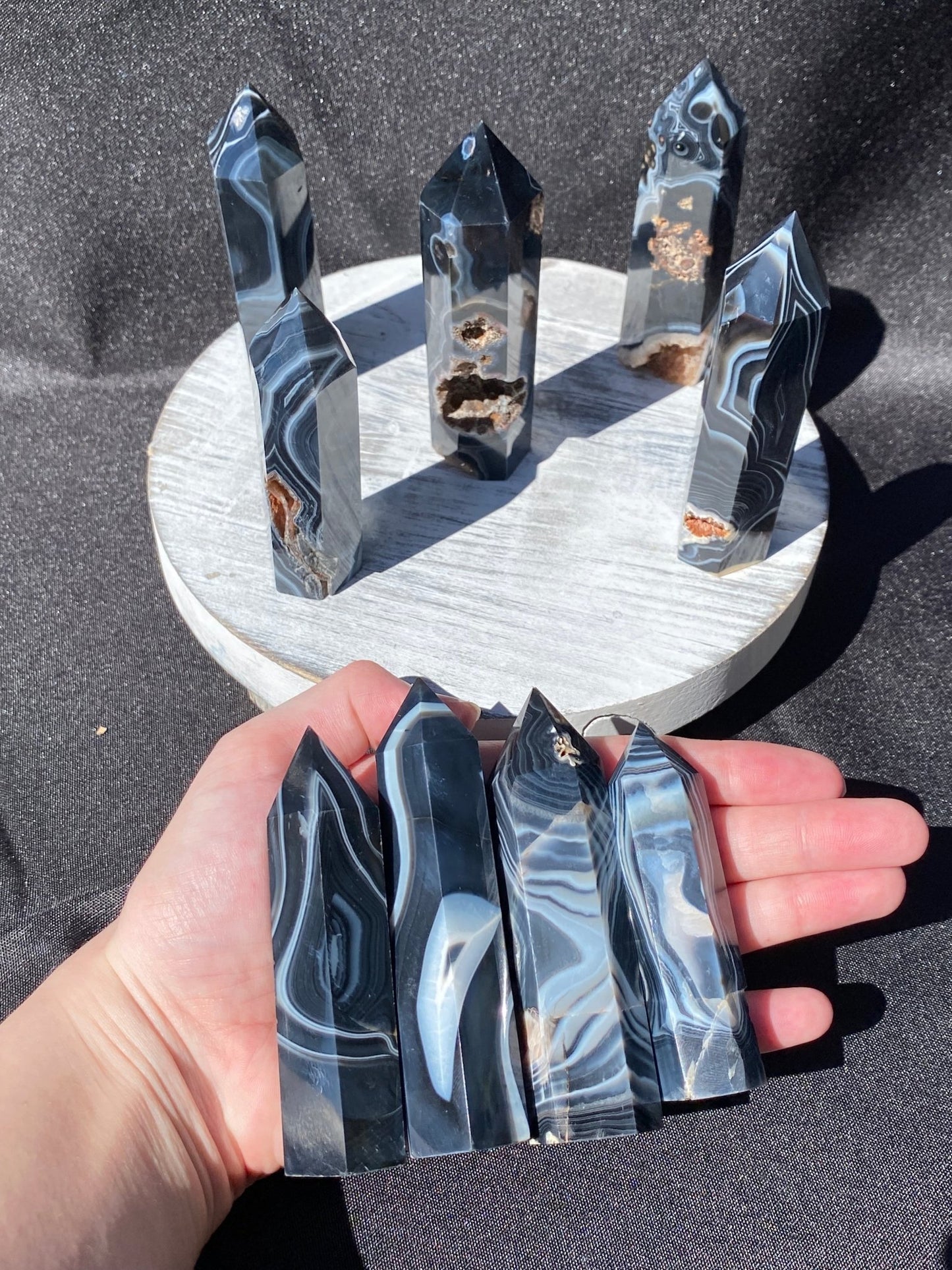 Black Agate Tower - Gemstone Oasis Co.Black Agate Tower