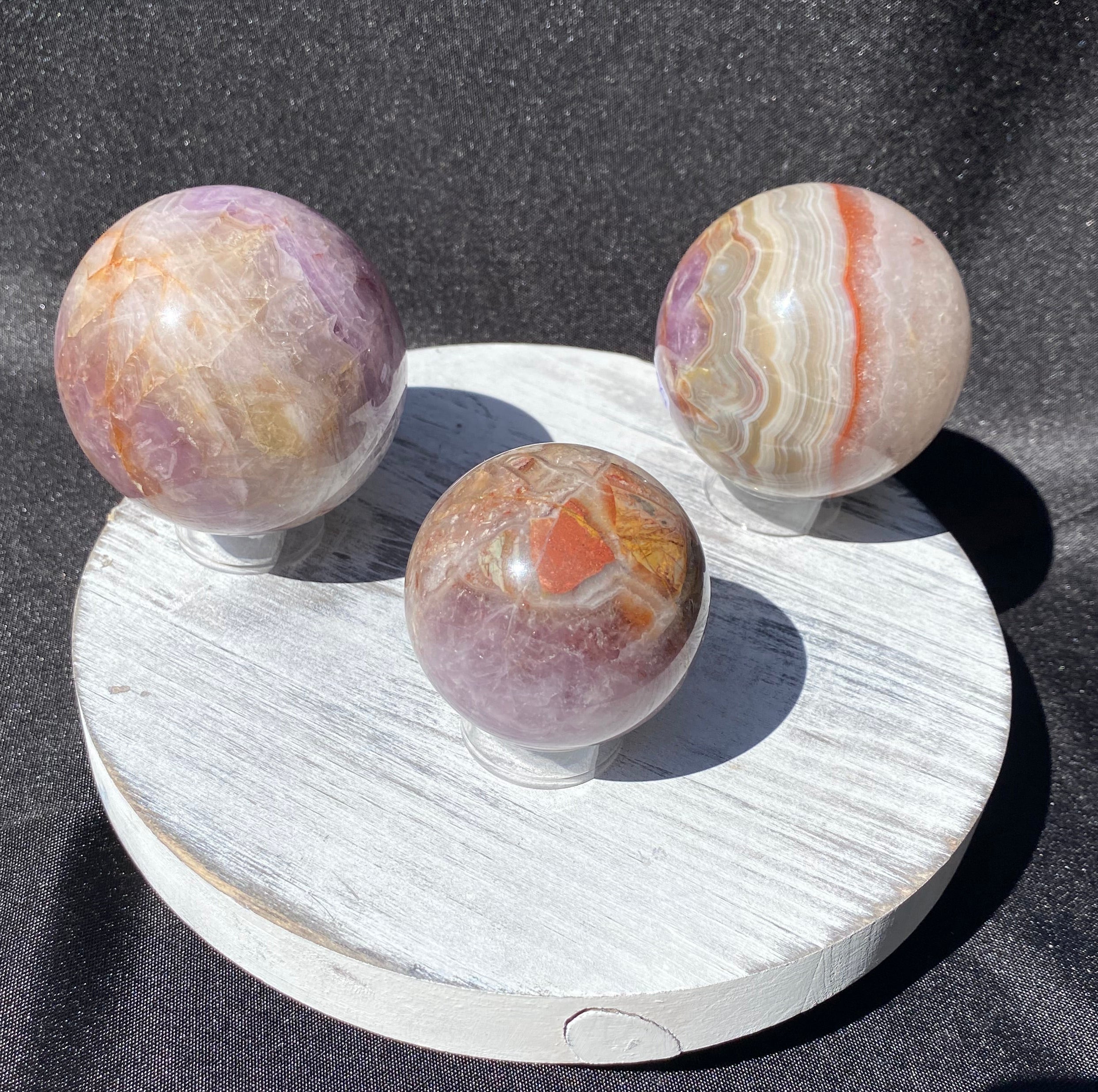 Amethyst x Crazy Lace Agate Sphere - Gemstone Oasis Co.