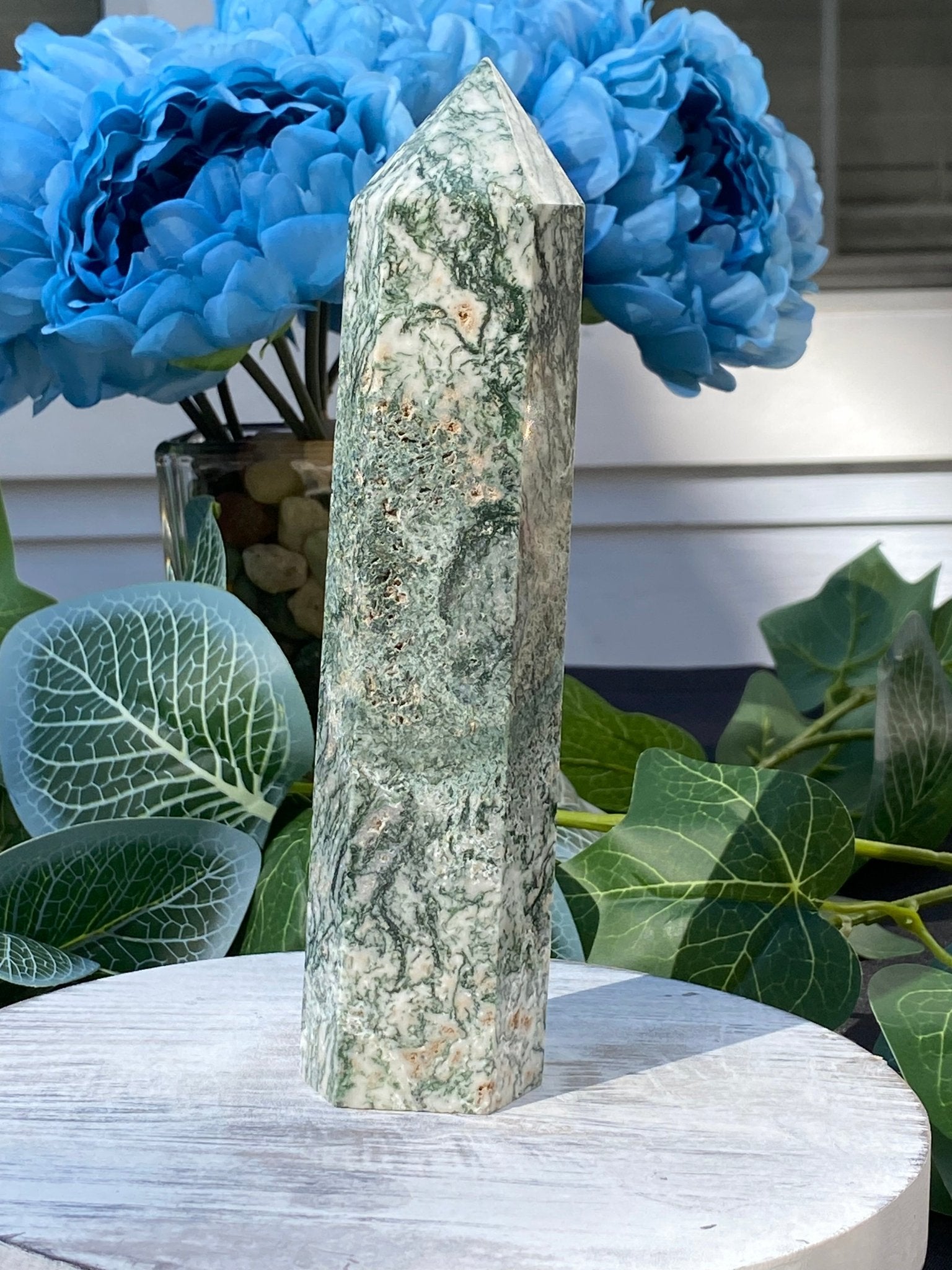 Big Moss Agate Tower - Gemstone Oasis Co.Big Moss Agate Tower