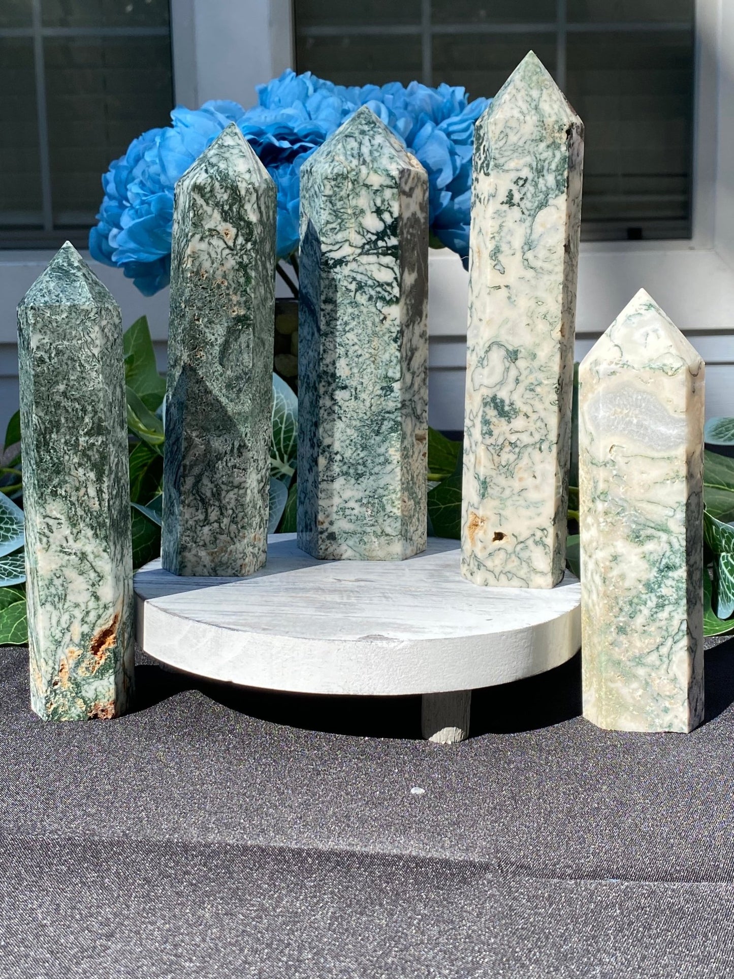 Big Moss Agate Tower - Gemstone Oasis Co.Big Moss Agate Tower