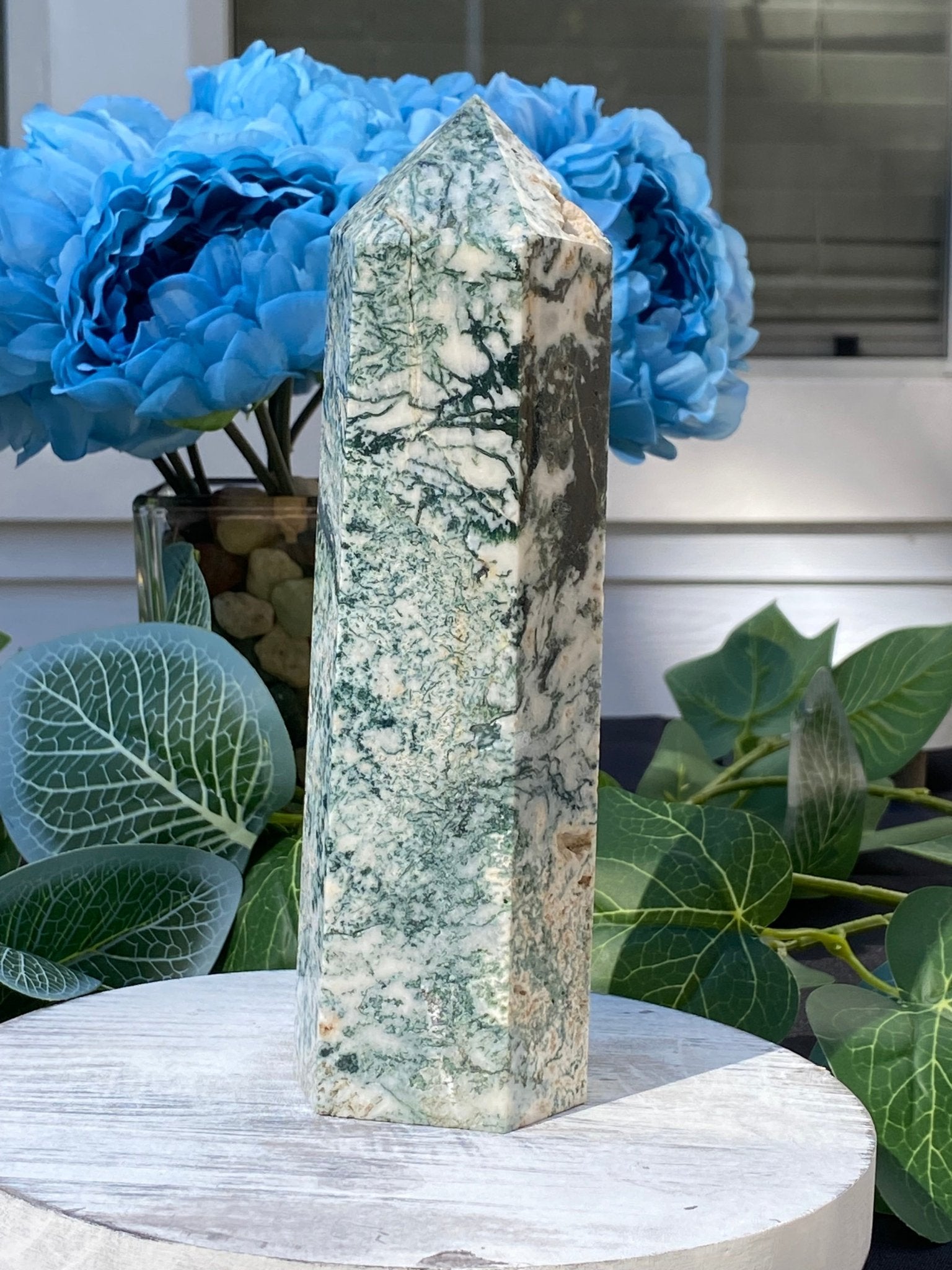 Big Moss Agate Tower - Gemstone Oasis Co.Big Moss Agate Tower