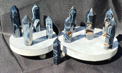 Black Agate Tower - Gemstone Oasis Co.Black Agate Tower
