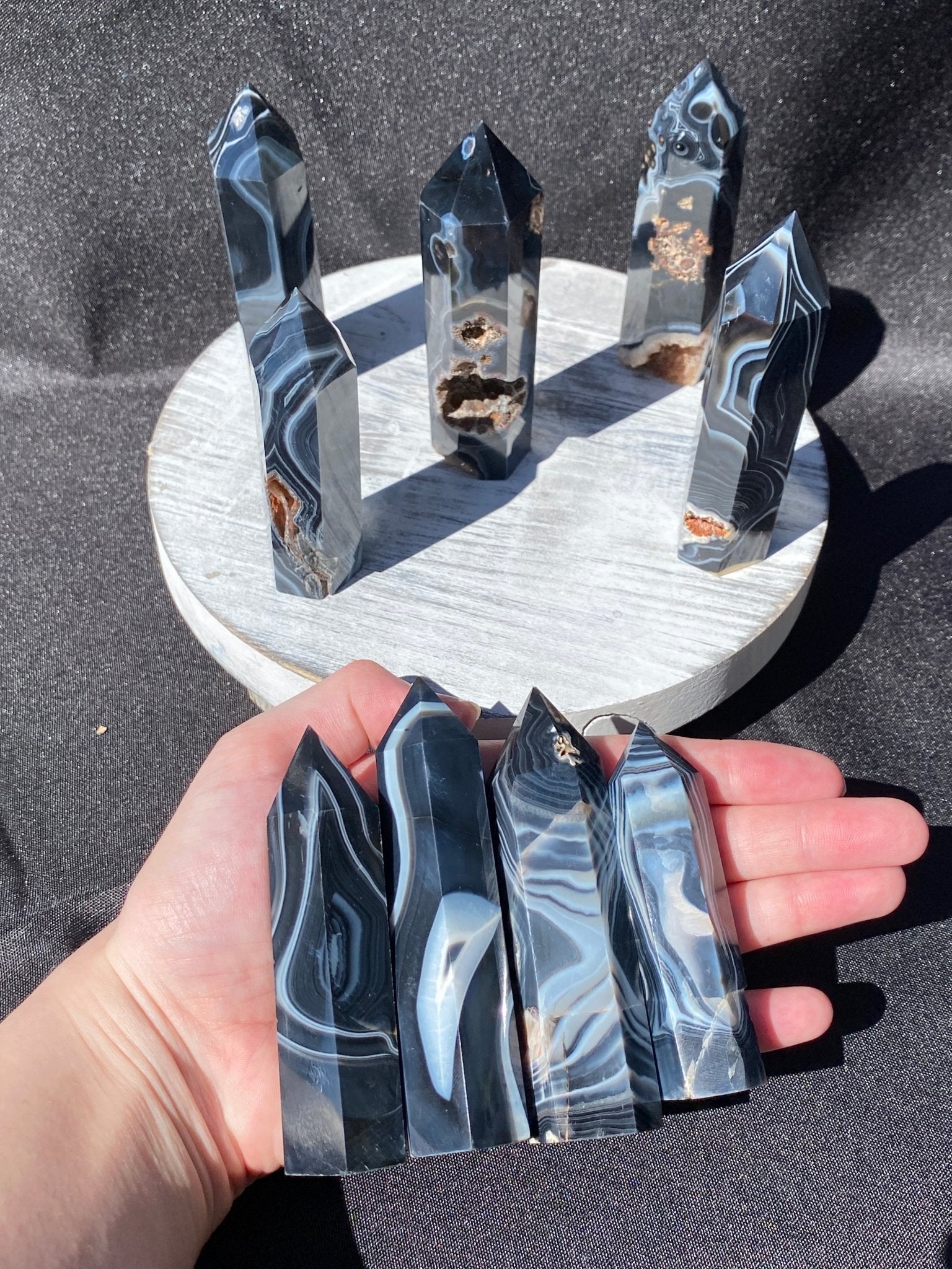 Black Agate Tower - Gemstone Oasis Co.Black Agate Tower