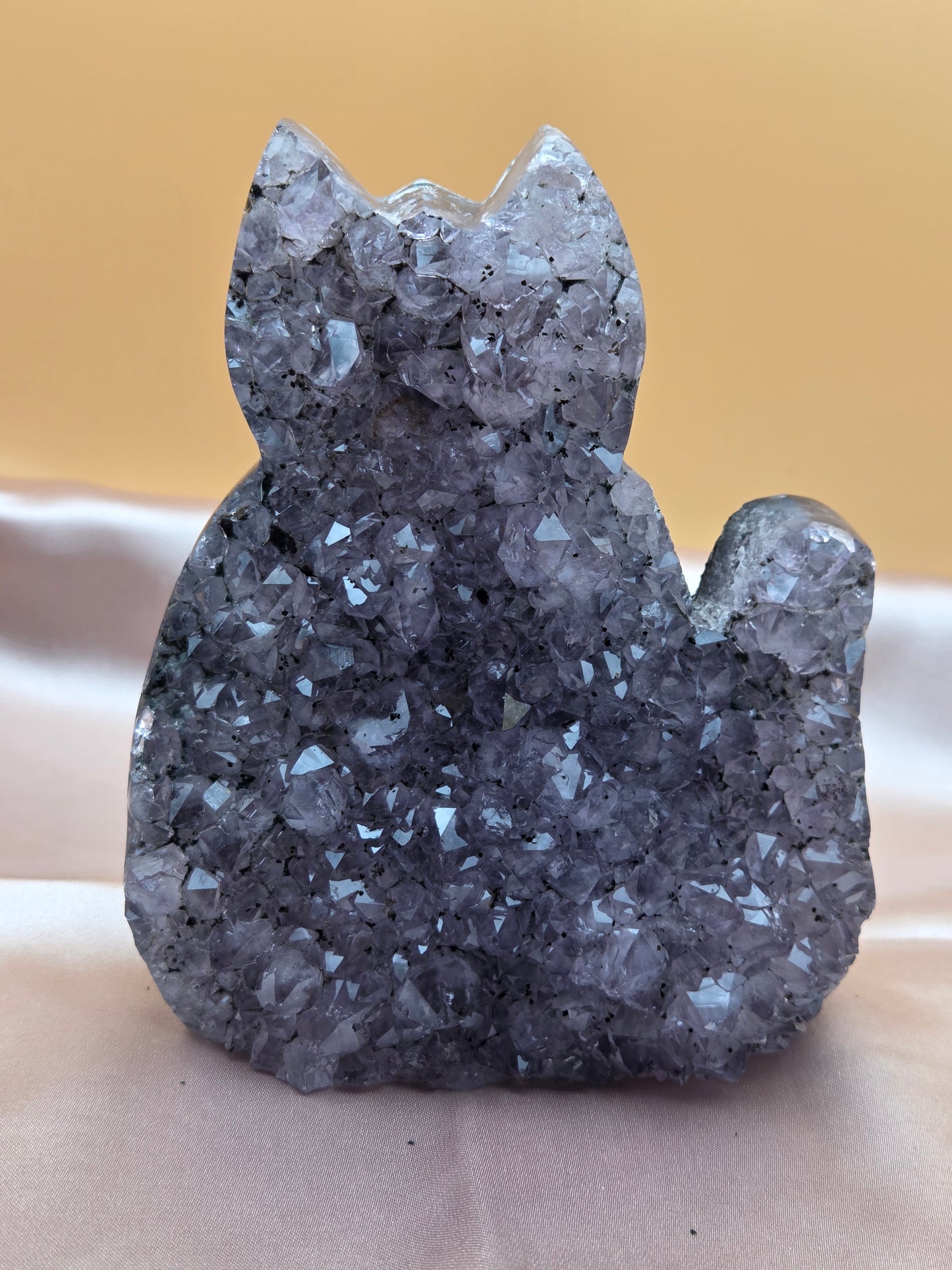 Hand Carved Amethyst Cat Carving | Opt D