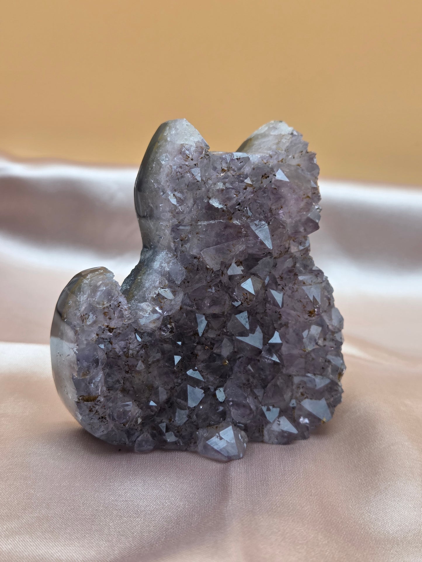 Hand Carved Amethyst Cat Carving | Opt A