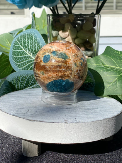 Sunstone x Apatite Sphere - Gemstone Oasis Co.Sunstone x Apatite Sphere